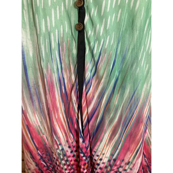 Filo Top Womens 14 Pastel Long Line Button Front Coverlet Mesh Artsy Boho Hippie - Picture 6 of 15